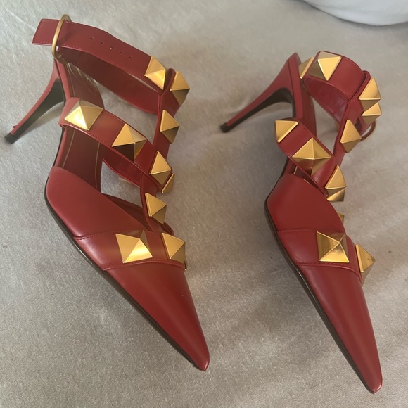Valentino Red Studded Heels - Picture 8 of 16